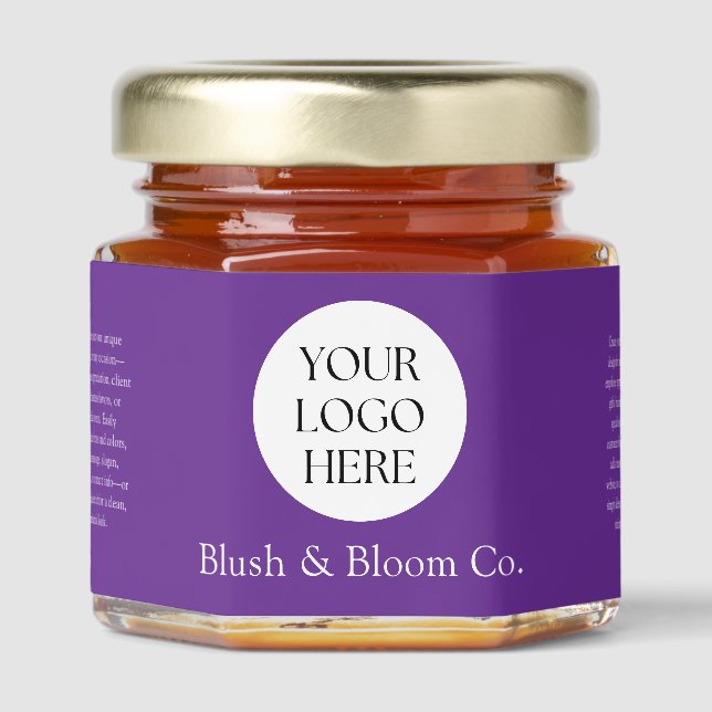 Modern Minimalist Purple Business Your Logo  Honey Jar Favors (Front)
