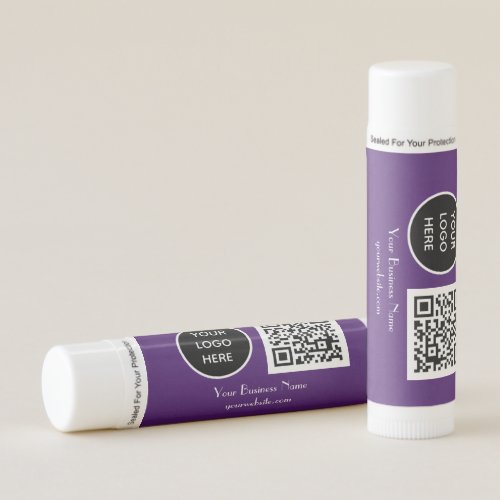 Modern Minimalist Purple Custom logo QR Code Lip Balm