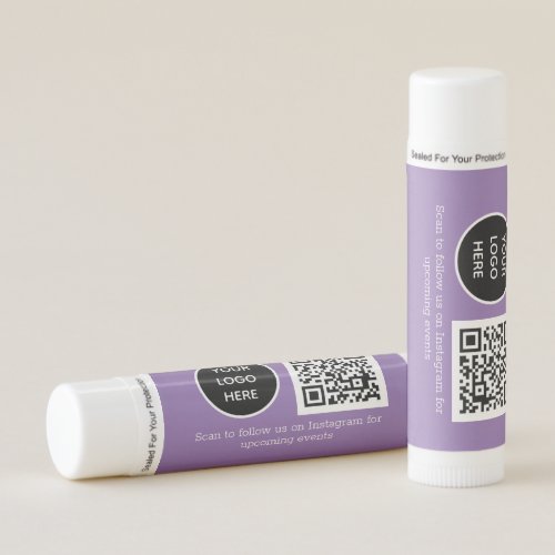 Modern Minimalist Purple Custom logo QR Code Lip Balm