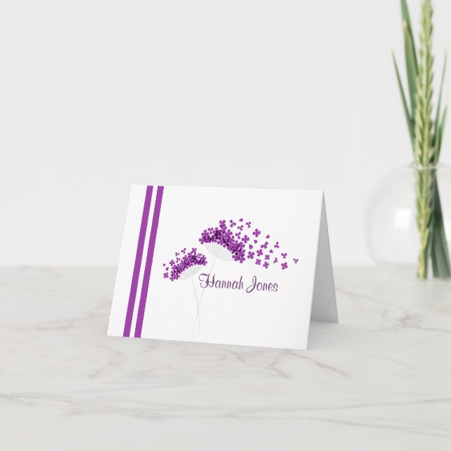 Modern Minimalist Purple Dandelions Notecard (Front)