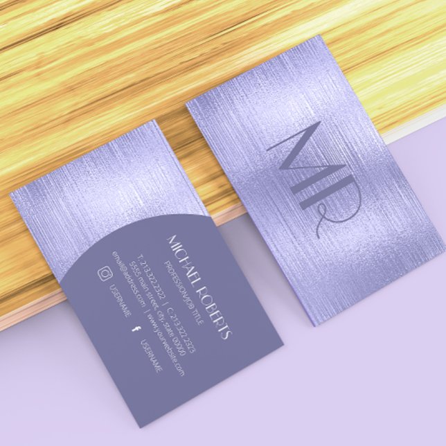 Modern Minimalist Purple Foil Metallic Typography Business Card (Creator Uploaded)