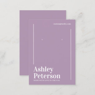 Modern minimalist purple font earring business card