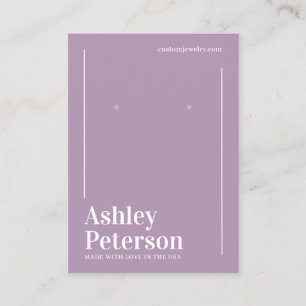 Modern minimalist purple font earring business card