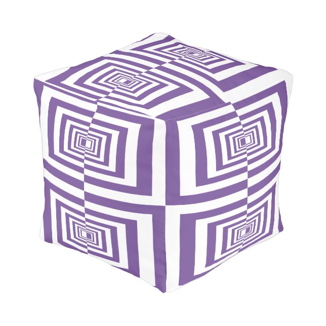Modern Minimalist Purple Geometric Pattern Pouf (Angled Front)