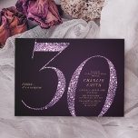 Modern minimalist purple glitter 30th birthday invitation<br><div class="desc">Modern minimalist 30th birthday party invitation features stylish stylish faux purple glitter number 30 and your party details in gold classic serif font on deep purple background,  simple and elegant,  great surprise adult milestone birthday invitation.  
the background color can be changed to any color of your choice.</div>