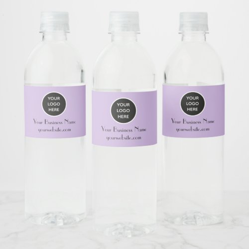 Modern Minimalist Purple Lilac Custom logo Modern Water Bottle Label