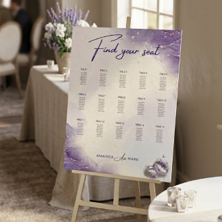 Modern Minimalist Purple Lilac Wedding Seat Chart