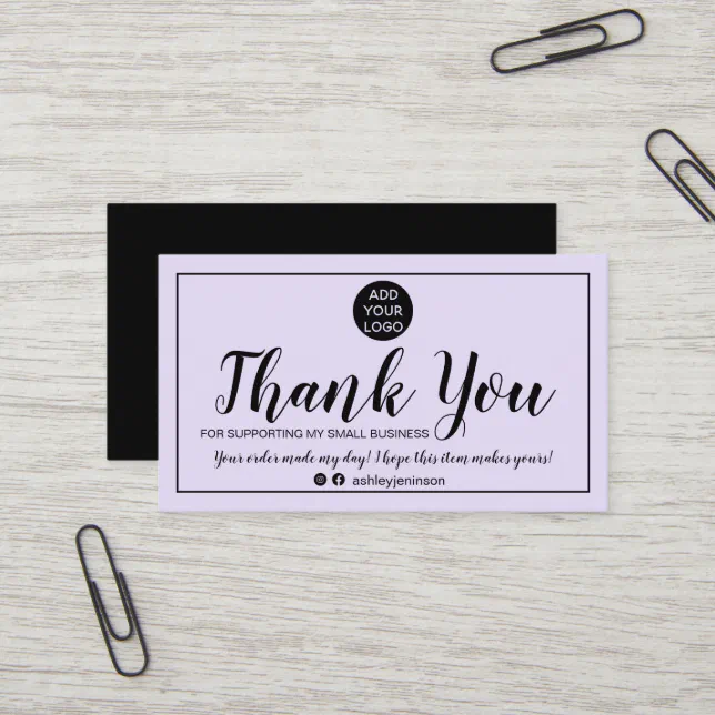 Modern minimalist purple order thank you business card | Zazzle