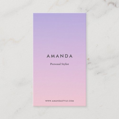 Modern minimalist purple pink gradient cool ombre business card