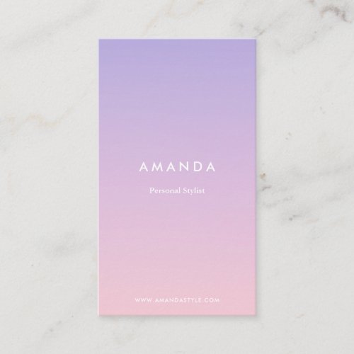 Modern minimalist purple pink gradient cute ombre business card