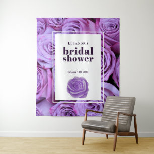 Modern Minimalist Purple Roses Bridal Shower Tapestry