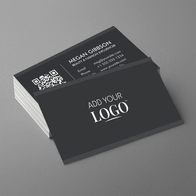 Modern Minimalist QR Code Black Logo Business Card (Creator Uploaded)