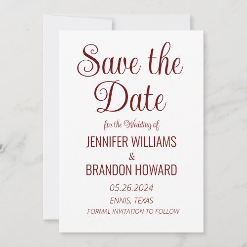 Modern Minimalist QR Code Burgundy Elegant Wedding Save The Date