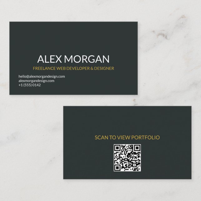 Modern Minimalist QR Code Business Card (Front/Back)