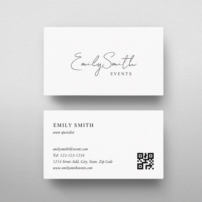 Modern Minimalist QR code Business Card (Creator Uploaded)