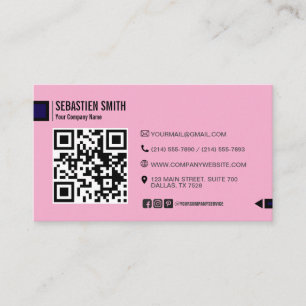 Modern Minimalist QR Code Business Card - Pink