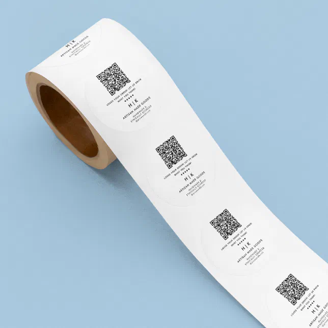 Modern Minimalist QR Code Business Classic Round Sticker | Zazzle