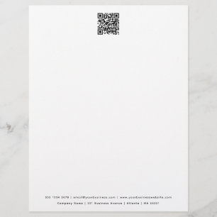 Modern Minimalist QR Code Business Letterhead