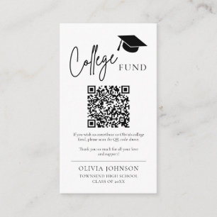 Modern Minimalist QR Code College Fund Graduation Enclosure Card