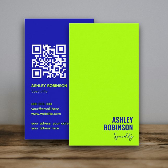 Modern Minimalist QR code electric lime Business Card (Modern Minimalist QR code electric lime Business Card)