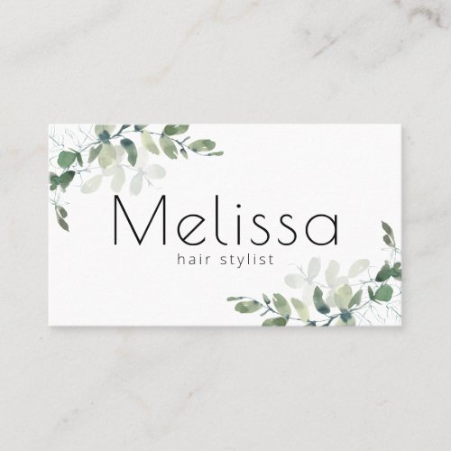 Modern Minimalist  QR Code Eucalyptus Business Card