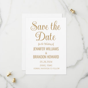 Modern Minimalist QR Code Gold Elegant Wedding Save The Date