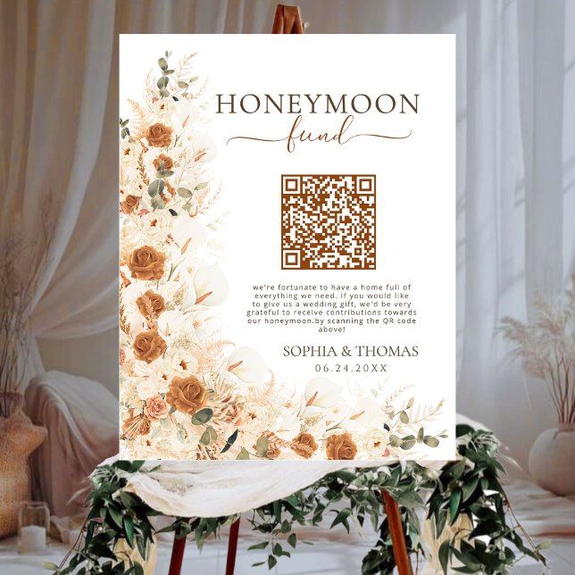 Modern Minimalist QR Code Honeymoon Fund Wedding  Foam Board (Cashless gifting made simple!)