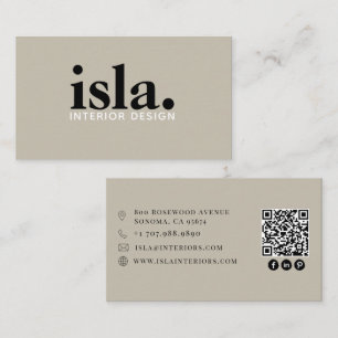 Modern Minimalist QR Code Interior Designer Business Card
