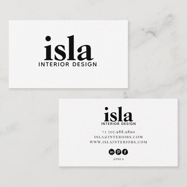 Modern Minimalist QR Code Interior Designer Business Card (Front/Back)