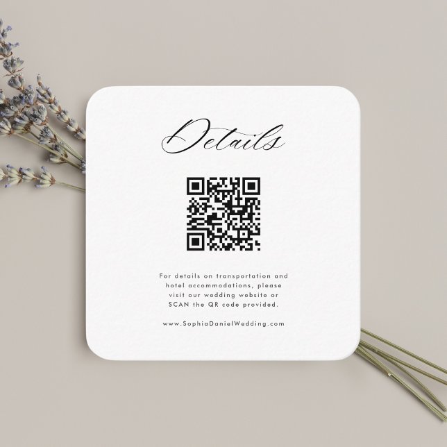 Modern Minimalist QR Code Monogram Wedding Details Enclosure Card (Creator Uploaded)