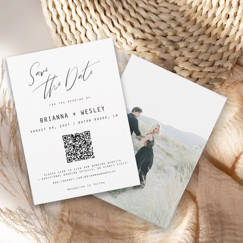 Modern Minimalist QR Code Photo Save The Date