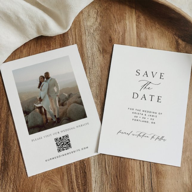 Modern Minimalist QR Code Photo Wedding Save The Date (Creator Uploaded)