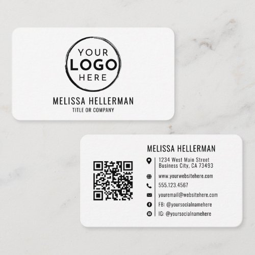 Modern Minimalist QR Code Professional Logo Business Card