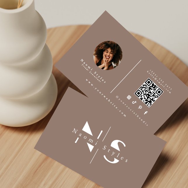 Modern Minimalist QR Code Professional Photo Business Card (Creator Uploaded)