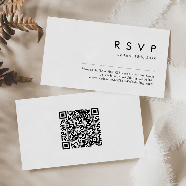 Modern Minimalist QR Code RSVP Enclosure Card | Zazzle