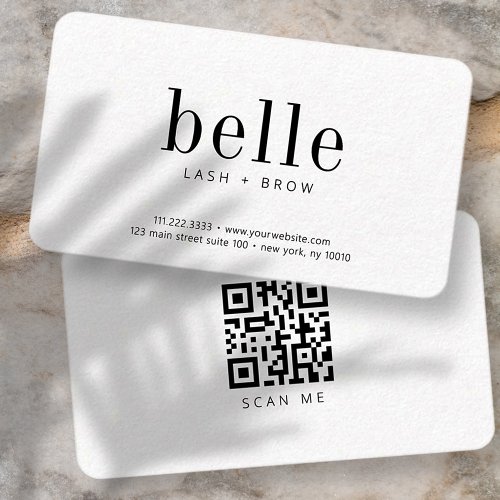 Modern  Minimalist QR Code Scan Me Lash and Brow Business Card