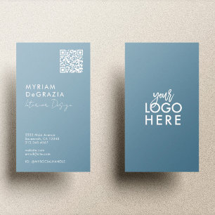 Modern Minimalist QR Code Script Business Logo Card