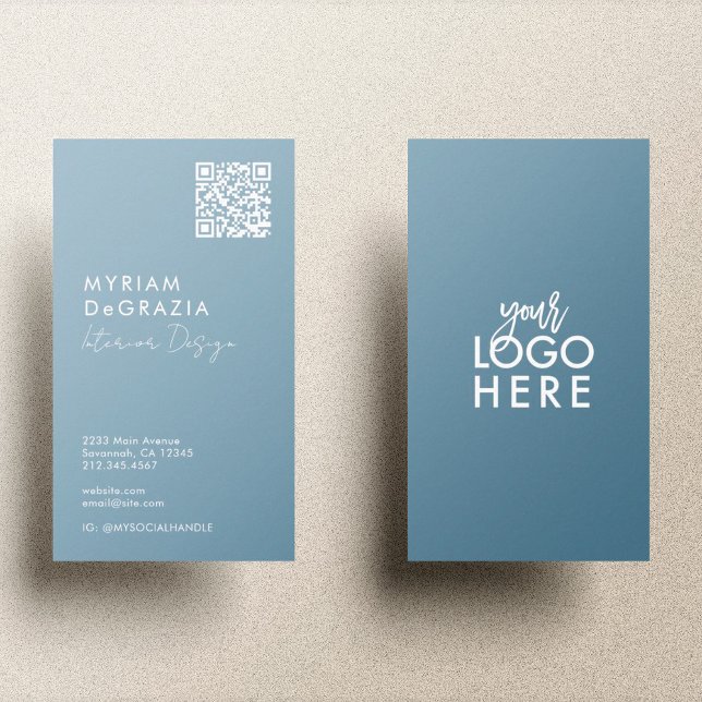 Modern Minimalist QR Code Script Business Logo Card (Creator Uploaded)