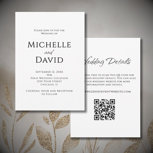 Modern Minimalist QR code Simple Wedding  Invitation (Creator Uploaded)
