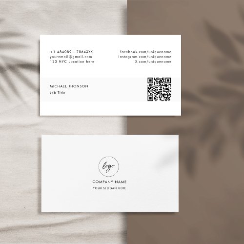 Modern Minimalist Qr Code Social Media Logo Business Card