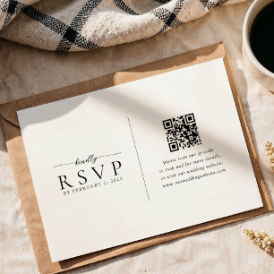 Modern Minimalist Qr Code Wedding RSVP Card