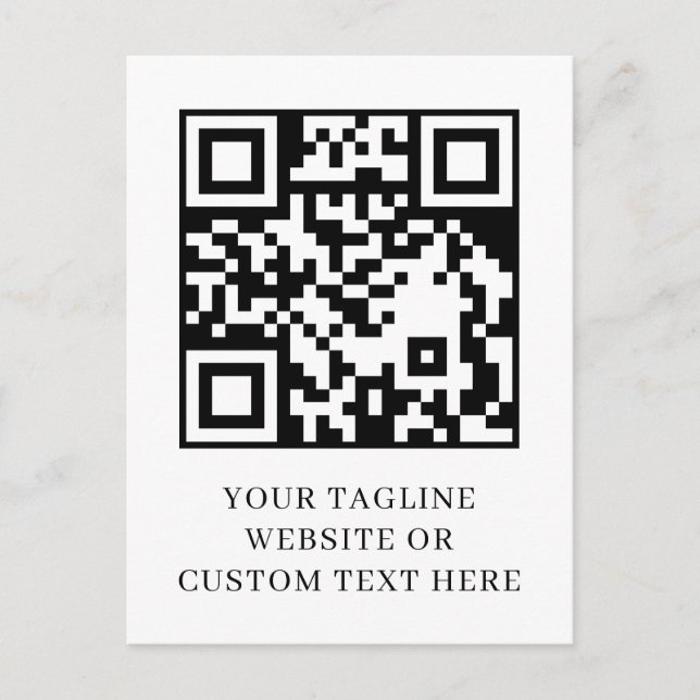 Modern Minimalist QR Custom Text Postcard Design (Front)