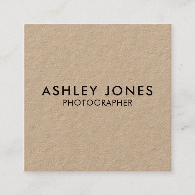 Modern Minimalist QR Kraft Business Card (Front)