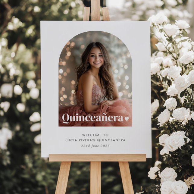 Modern Minimalist Quinceañera Arched Photo  Foam Board (Zazzle Modern Minimalist Quinceañera Arched Photo  Foam Board)