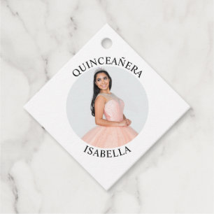 Modern Minimalist Quinceañera Photo Favor Tags