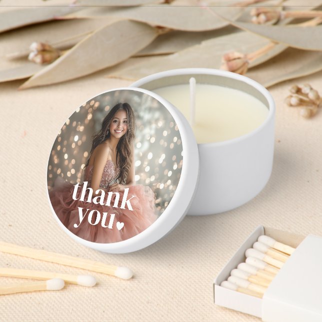 Modern Minimalist Quinceañera Photo Mini Candle Favors (Insitu)