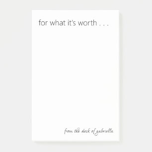Modern Minimalist Quote Personalized Black White Post-it Notes