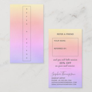 Modern Minimalist Rainbow Pastel Referral Card
