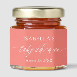 Modern Minimalist Raspberry Pink Baby Shower Honey Jar Favors