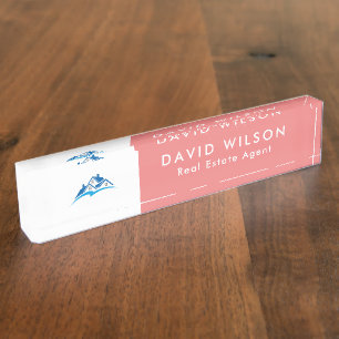 Modern Minimalist Real Estate agent Desk Name Plate